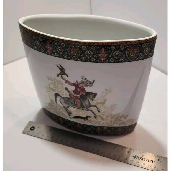 Vtg PT Tirschenreuth Bavaria Cavallo Oval Vase/Planter Man on Horse with Dog - Picture 14 of 14